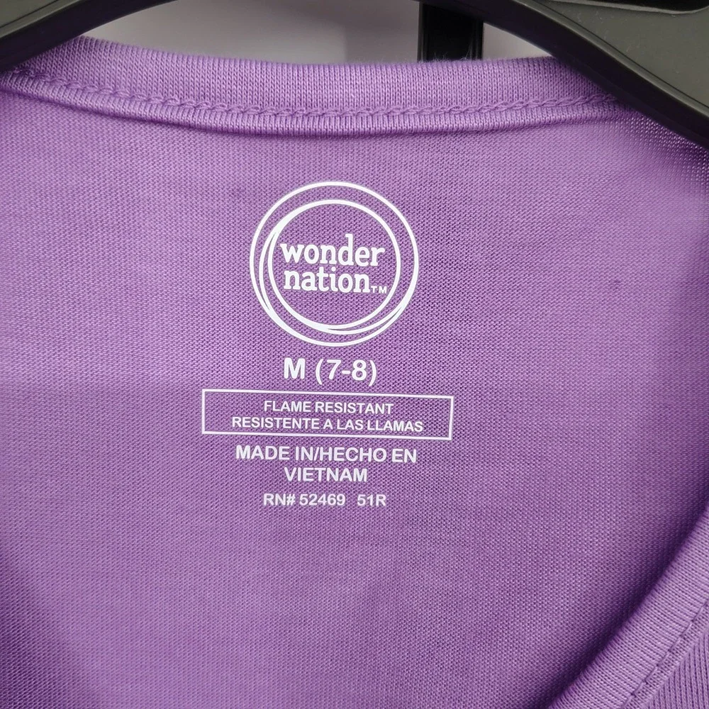 NWT Wonder Nation‎ Kids Girls Pajama Pants Set Size Medium 7-8 Purple Peace Sign